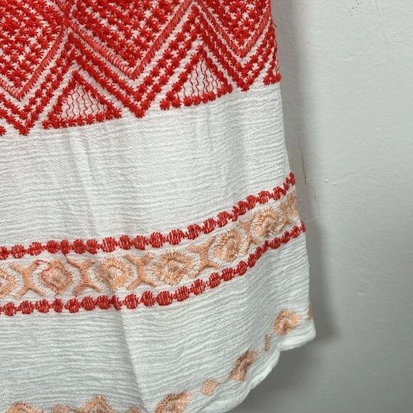 PPLA Adalia Tank Shirt Top White with Red and Peach Embroidery Lined Size Large - Picture 13 of 16